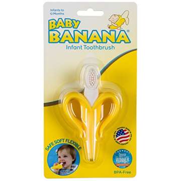 The Original Baby Banana Toothbrush Teether Toy, for Babies Infants Toddlers; USA Family-Owned Business; Teething Relief for Sore Gums, Massaging Soothing; Safest Food Grade Silicone