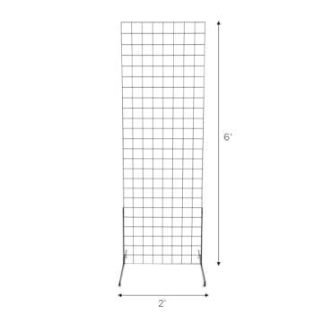 SSWBasics 2' x 6' Grid Wall Standing Fixture - Black - Durable Display Rack for Art Displays, Outdoor Festivals, Flea Markets, Craft Shows, Home and Office Use - Easy Assembly Required