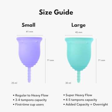 Lena Menstrual Cups, Reusable Period Cup, Tampons,Period Underwear and Menstrual Pads Alternative, Feminine Care, FSA Eligible, Silicone Menstrual Cup, Made in USA, Super Heavy Flow, Large, Purple