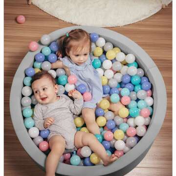 HOFISH Foam Ball Pit for Children Toddlers,Baby Playpen Ball Pool Soft Round Designed Easy to Clean or Install,Ideal Gift for Babies Infants Indoor and Outdoor Game- (Balls NOT Included) Light Grey