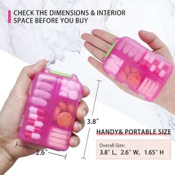 iouwei Large Pill Organizer with Medicine Labels Travel Daily Pill Container Mini Medication Organizer Storage Pill Organizer Pill Case 7 Day Pill Organizer(Pink, 161 Lables)