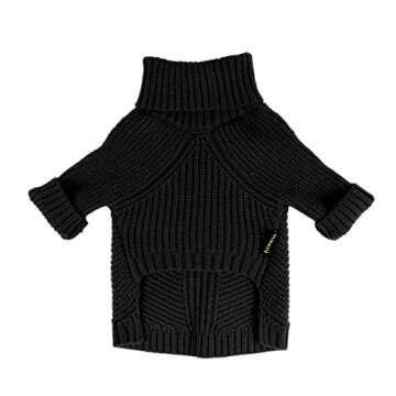 Fitwarm Black Turtleneck Sweater for Small Dogs & Cats - XS Thermal Pet Coat