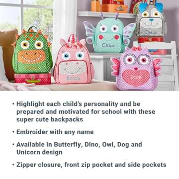 Let's Make Memories Kids Personalized Toddler Backpack for School - Custom Preschool Backpack - Little Critter - Gray Dog