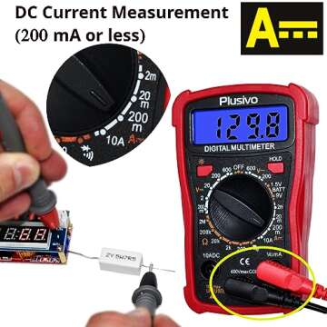 Plusivo Digital Multimeter Tester 2000 Counts AC DC Voltmeter Ohm Volt Amp Multi Meter Measures Voltage, Resistance, Current, Continuity, Tests Battery and Diode with Test Probes for Electricians