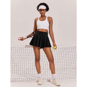 High Waist Women's Tennis Skirts with Shorts & Pockets