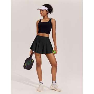 High Waist Women's Tennis Skirts with Shorts & Pockets