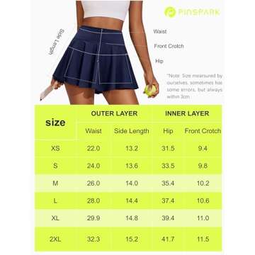 High Waist Women's Tennis Skirts with Shorts & Pockets