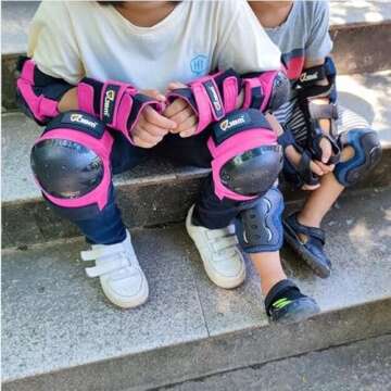 JBM Adult & Kids Knee Pads Elbow Pads and Wrist Guards for Inline Skating, Roller Skating, Skateboarding, Scootering