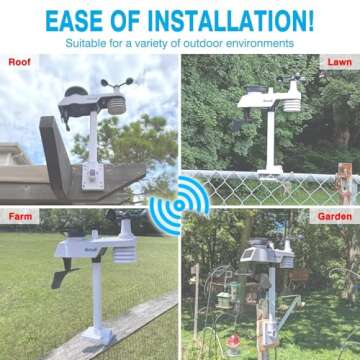 Gevanti Weather Station Wireless Indoor Outdoor with 9-in-1 Sensor & LCD Display, Weather Station with Rain Gauge and Wind Speed/Direction, Moon Phase, Forcast, Temperature, Pressure, Humidity, Alarm