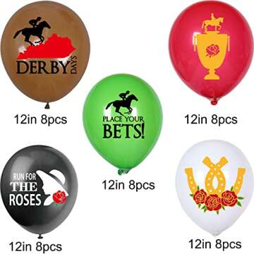 45 Pcs Kentucky Horse Derby Party Decorations Horse Racing Balloons Including Horse Latex Balloon Horse Rose Foil Balloon for Horse Racing Preakness Bridal Shower Party Decoration Supplies (black)