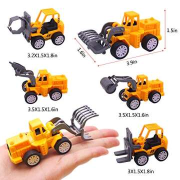 3 otters 12PCS Mini Construction Vehicles for Construction Party Favors, Pull Back Engineering Cars for Carnival Prize Birthday, Christmas Goodie Bag Stuffers for Kids Ages 3 and up