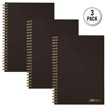 Pukka Pad, Carpe Diem 3-Pack B5 Hardcover Notebooks, 7 x 9.8 Inches Each, Black