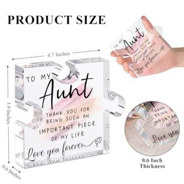 LukieJac Aunt Gifts from Niece - Unique Aunt Birthday Acrylic Puzzle-Shaped Plaque Desk Decorations Present for Aunt Christmas Wedding and Mother's Day Gifts Best Aunt Ever Gifts