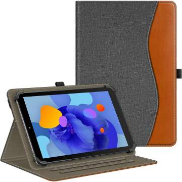 Fintie Universal Case for 9 10 10.1 inch Tablet - [Hands Free] Multi-Angle Viewing Stand Cover with Pocket for Coopers, ZZB, ATOZEE, Qukenk, TECLAST, FEONAL and More 9" - 10.9" Tablet (Denim Gray)