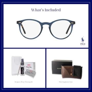 Ralph Lauren PH2083 5276 48M Blue Transparent Round Eyeglasses For Men+ BUNDLE With Designer iWear Eyewear Kit