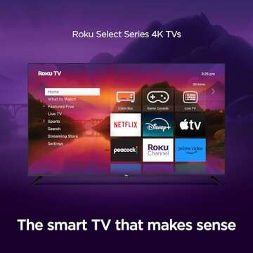 Roku Smart TV – 55-Inch Select Series 4K HDR RokuTV Enhanced Voice Remote, Brilliant 4K Picture, Automatic Brightness, & Seamless Streaming – Live Local News, Sports, Family Entertainment