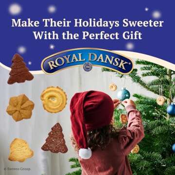 Royal Dansk Holiday Cookie 4 Pack, Exclusive Amazon Multipack of Original Danish Butter Cookies, Festive Tins for Christmas Gifts, Made with Real Butter, Non-GMO Ingredients