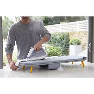 Joseph Joseph Folding Tabletop Ironing Board with Iron Holder, Compact, Space-Saving, Grey/Yellow