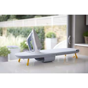 Joseph Joseph Folding Tabletop Ironing Board with Iron Holder, Compact, Space-Saving, Grey/Yellow