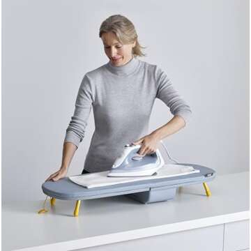 Joseph Joseph Folding Tabletop Ironing Board with Iron Holder, Compact, Space-Saving, Grey/Yellow