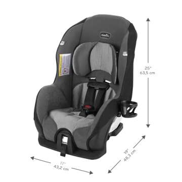 Evenflo Tribute LX 2-in-1 Lightweight Convertible Car Seat, Travel Friendly (Saturn Gray)