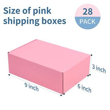 SNOGSWOG 28 Pack 9x6x3 inches Pink Shipping Boxes for Small Business, Small Corrugated Cardboard Gift Box for Mailing,Shipping,Storing,Christmas Gifts Wrapping