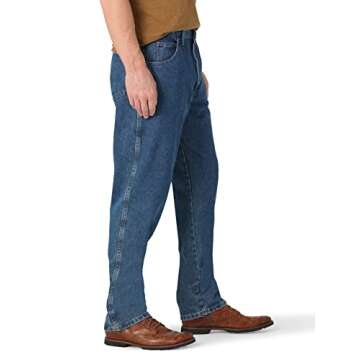 Rustler Men's Classic Relaxed Fit Jeans - Dark Stonewash, 38W x 32L