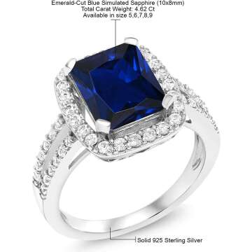 Blue Sapphire Engagement Ring in Sterling Silver