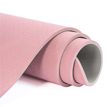 Non Slip, Pilates Fitness Mats, Eco Friendly, Anti-Tear 1/4" Thick Yoga Mats for Women, Exercise Mats for Home Workout with Carrying Sling (72"x24", Parfait Pink & Gray)