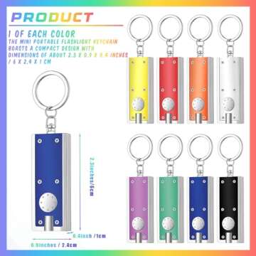 Glooglitter 8 Pcs Mini Keychain Flashlight Bulk LED Keychain Light Tiny Flashlight Key Chain Small Flashlight for Outdoor Camping Hiking Equipment and Emergency Lighting(Multicolor)