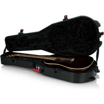 Gator Cases Molded Flight Case For Acoustic Dreadnought Guitars With TSA Approved Locking Latch; (GTSA-GTRDREAD)