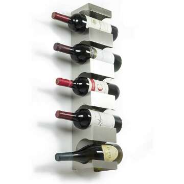 brightmaison Alex Wine Rack Wall Mounted, Wine Bottle Holder for 5 Bottles, Kitchen Organization and Wine Storage Stainless Steel