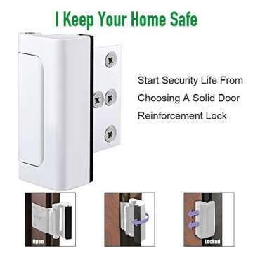 Home Security Door Reinforcement Lock Upgraded Front Door Locks for Kids Safety Withstand 800 lbs Metal Child Proof Door Latch Lock for Inside Door Top Extra Flip Lock High Deadbolt Lock Home Defender