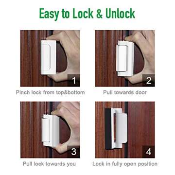 Home Security Door Reinforcement Lock Upgraded Front Door Locks for Kids Safety Withstand 800 lbs Metal Child Proof Door Latch Lock for Inside Door Top Extra Flip Lock High Deadbolt Lock Home Defender