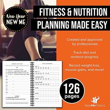 NewMe Fitness Journal for Women/Men, Food & Workout Journal, Planner Log book to Track Weight Loss, Muscle Gain, Gym Bodybuilding Progress, Daily Personal Health Tracker - 1 Pack (Fitness & Nutrition)