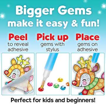 Creativity for Kids Big Gem Diamond Painting Kit: Holiday Stickers and Suncatchers - Diamond Painting Kits and Christmas Gifts, Christmas Crafts for Girls and Boys, Kids Gifts for Ages 6-8+