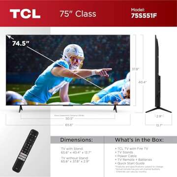 TCL 75-Inch Class S5 UHD 4K Smart TV with Fire TV 2024 Model