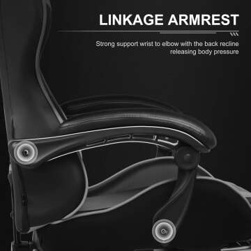 GTRACING Gaming Chair, Computer Chair with Footrest and Lumbar Support, Height Adjustable Gaming Chair with 360°-Swivel Seat and Headrest (White)