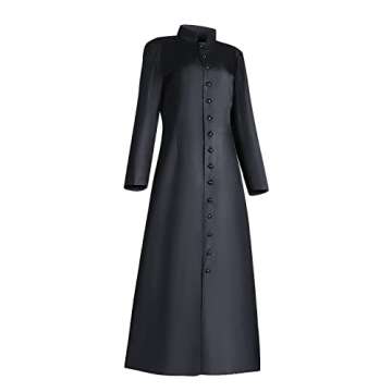 MYAYD Women's Cassock Robe Church Robe Choir Minister Clergy Pulpit Liturgical Black White (Black, XL)