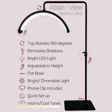 Atlas International View | Eyelash Light, Estheticians Light, Tattooist Light, Pmu Lamp, Facialist Lamp, Lighting for Beauty, Skincare, Lashes, Eyebrows, Filming and Content Creation, Black