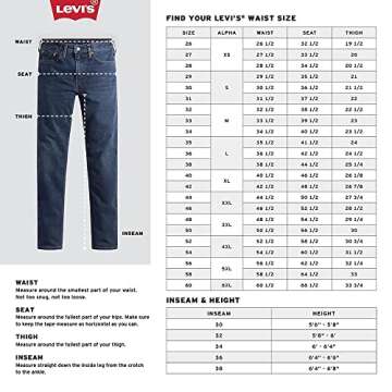 Levi's Men's 505 Regular Fit Jeans (Also Available in Big & Tall), Nail Loop Knot-Dark Indigo, 34W x 30L