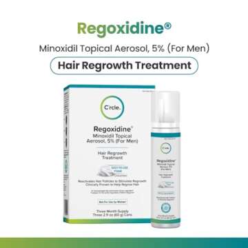 Regoxidine Men's 5% Minoxidil Foam & Topical - Helps Restore Vertex Hair Loss & Thinning Hair - Extra Strength Supports Hair Regrowth in Unscented Topical Aerosol Treatment (Foam, 3 Month's Supply)…