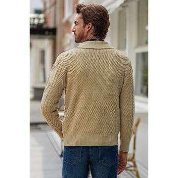 Men's Shawl Collar Cable Knit Cardigan Sweater