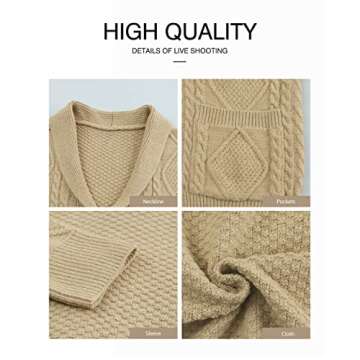 Men's Shawl Collar Cable Knit Cardigan Sweater