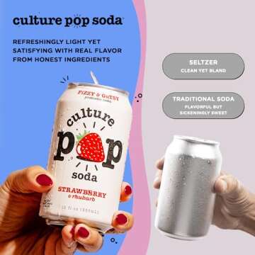 Culture Pop Soda Probiotic Low Sugar Soda - Sparkling Probiotic Drink Soda for Gut - Seltzer, Soda Pop & Sparkling Juice Alternative - Non-GMO, Kosher, Gluten-Free & No Stevia (Pack of 12)