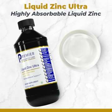 Premier Research Labs Liquid Zinc Ultra: Liquid Zinc Supplement - for Immune Support & Well-Being for Adults & Kids - Highly Absorbable Drops - Used for Rapid Analysis of Zinc Status - 8 fl oz