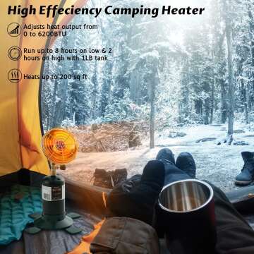 6200BTU Portable Propane Heater for Camping Tents