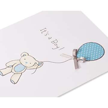 Cute Baby Boy Card – Bear with Balloon by American Greetings