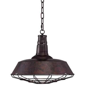 Franklin Iron Works Tiedra Rust Bronze Pendant Lighting Fixture 18 1/4" Wide Farmhouse Industrial Rustic Cage for Dining Room Living House Home Foyer Kitchen Island Entryway Bedroom High Ceilings