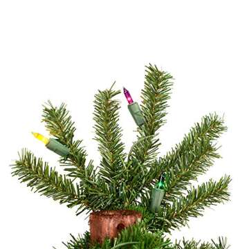 Vickerman 3' Natural Alpine Artificial Christmas Tree, Multi-Colored Incandescent Lights - Faux Christmas Tree - Seasonal Indoor Home Decor